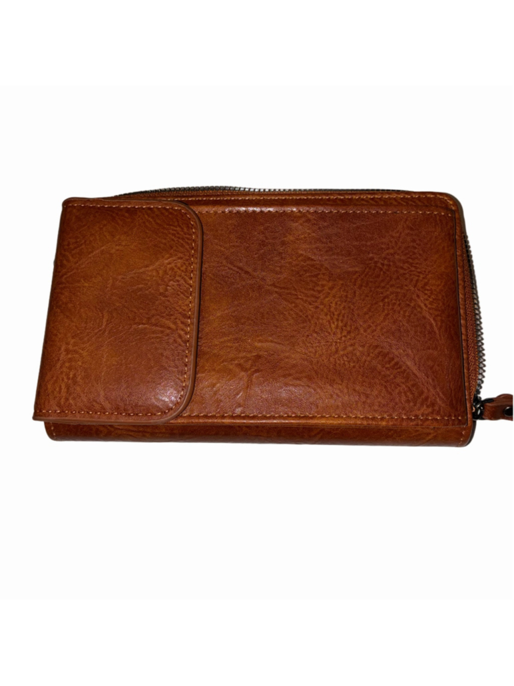 Women's Brown Leather Clutch Wristlet NWOT